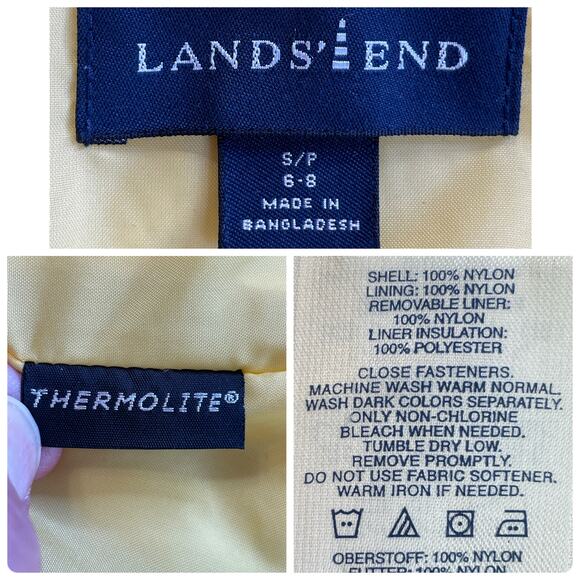 Lands End Navy Blue Zip Out Yellow Liner Outdoor Winter Parka Jacket Coat S - Picture 11 of 11